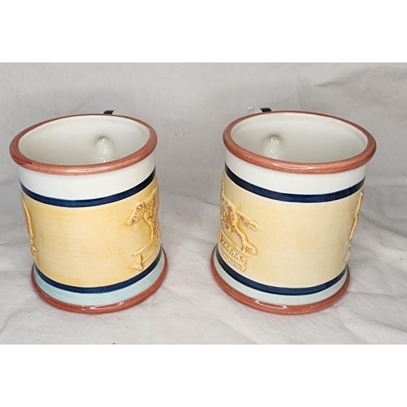 Vintage H&HD Weather Vane Mugs Set of 2 1994 Made in Mexico Country Cottage Core - Picture 4 of 6